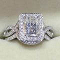 Vintage Square Micro Pave Zircon Closed Ring Set For Women With Twisted Band Queen Style view 2