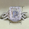 Vintage Square Micro Pave Zircon Closed Ring Set For Women With Twisted Band Queen Style view 5
