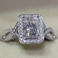 Vintage Square Micro Pave Zircon Closed Ring Set For Women With Twisted Band Queen Style view 4