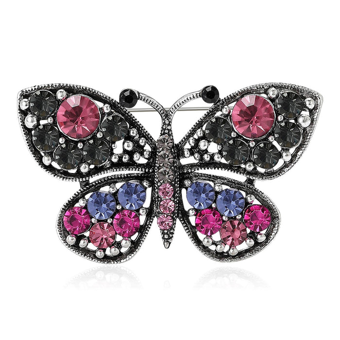 Alloy Rhinestone Butterfly Brooch Pin For Fashion Garment Decoration