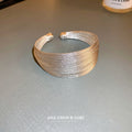 Gold Plated Copper Multi Layer Open Cuff Bangle For Women Light Luxury Statement Jewelry view 4