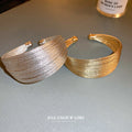 Gold Plated Copper Multi Layer Open Cuff Bangle For Women Light Luxury Statement Jewelry view 1