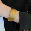 Gold Plated Copper Multi Layer Open Cuff Bangle For Women Light Luxury Statement Jewelry view 2