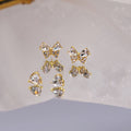 Elegant Korean Bow And Heart Zircon Studs Gold Plated Micro Pave Sweet Cartilage Fashion Earrings view 3