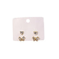 Elegant Korean Bow And Heart Zircon Studs Gold Plated Micro Pave Sweet Cartilage Fashion Earrings view 5