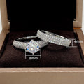 Creative Copper White Gold Plated Zircon Couple Rings, Simulated Diamond Proposal Ring For Women view 5