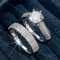 Creative Copper White Gold Plated Zircon Couple Rings, Simulated Diamond Proposal Ring For Women view 2