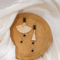 Elegant New Chinese Folding Fan Alloy Tassel Drops With Black Crystal Beads For Hanfu Earrings view 2
