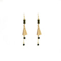 Elegant New Chinese Folding Fan Alloy Tassel Drops With Black Crystal Beads For Hanfu Earrings view 5