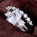 Style Four Prong Starlight Row Zircon Ring, Moissanite Look Stackable Couple Band view 2