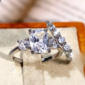Style Four Prong Starlight Row Zircon Ring, Moissanite Look Stackable Couple Band view 3