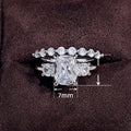 Style Four Prong Starlight Row Zircon Ring, Moissanite Look Stackable Couple Band view 5