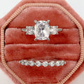 Style Four Prong Starlight Row Zircon Ring, Moissanite Look Stackable Couple Band view 4
