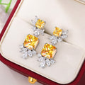 European American Simulated Luxury Petal Earrings, Palace Style Elegant Statement Earrings view 3