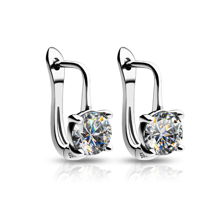 Micro Pave Four Prong Round Cubic Zirconia Ear Cuff Fashion Jewelry Dropshipping Earrings