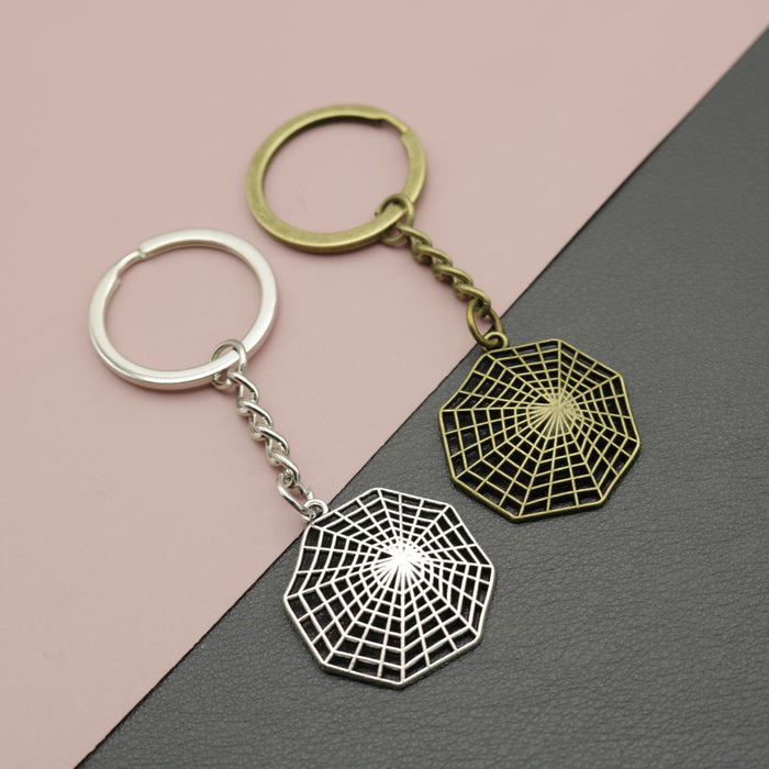 Zinc Alloy Spider Web Keychain Bag Charm Gift