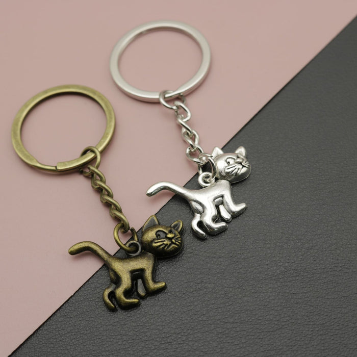 Metal Attitude Cat Keychain Bag Charm Gift For Friends