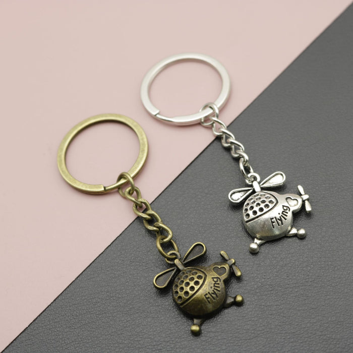 Zinc Alloy Helicopter Shape Keychain Travel Bag Charm Gift