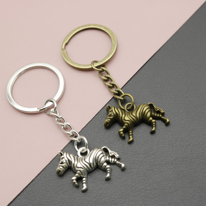 Metal Zebra Keychain Bag Charm