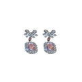 Light Luxury Alloy Rhinestone Zircon Square Bow Necklace Earrings Jewelry Set view 5