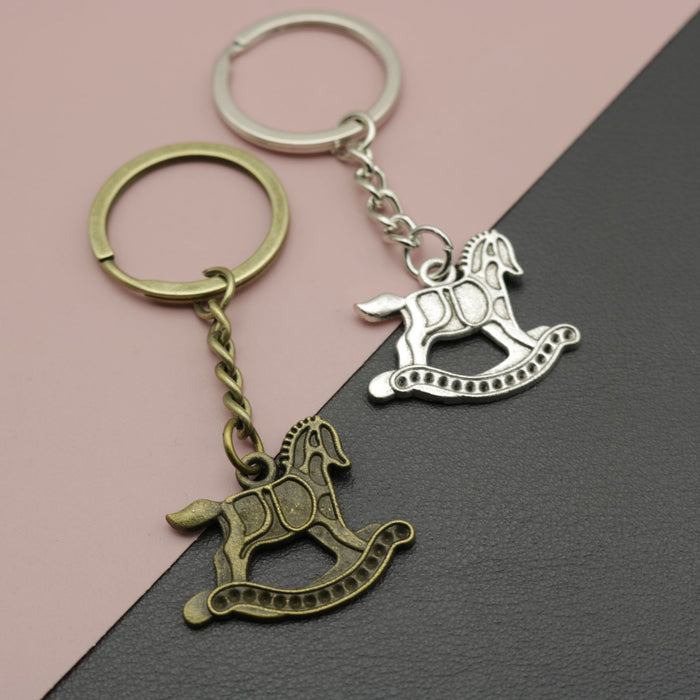 Metal Rocking Horse Keychain Bag Charm Gift