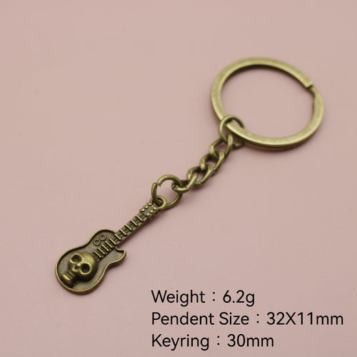 Metal Guitar Shape Keychain Music Gift Key Ring
