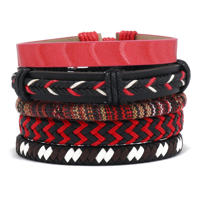 Bohemian Colorful Handmade Braided Leather Bracelet, Ethnic Teen Surf Friendship Wrist Rope