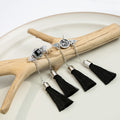 Vintage Palace Style Alloy Black Square Rhinestone Wing Tassel Drop Bridal Hanfu Earrings view 4