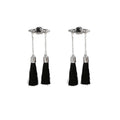 Vintage Palace Style Alloy Black Square Rhinestone Wing Tassel Drop Bridal Hanfu Earrings view 5