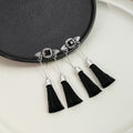 Vintage Palace Style Alloy Black Square Rhinestone Wing Tassel Drop Bridal Hanfu Earrings view 1