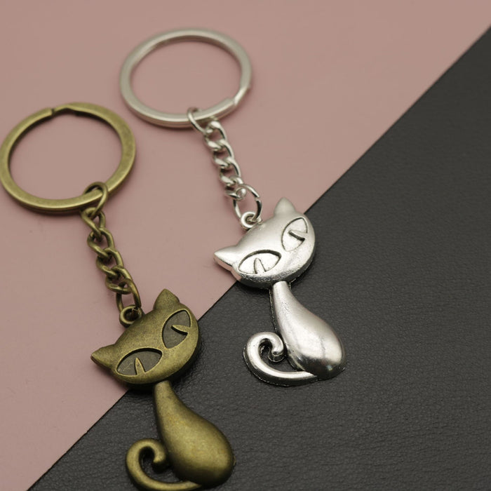 Metal Cat Keychain Bag Charm Key Ring Gift