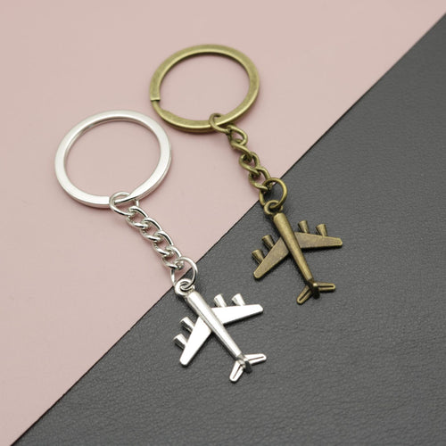 Metal Airplane Shape Keychain Travel Bag Charm Gift