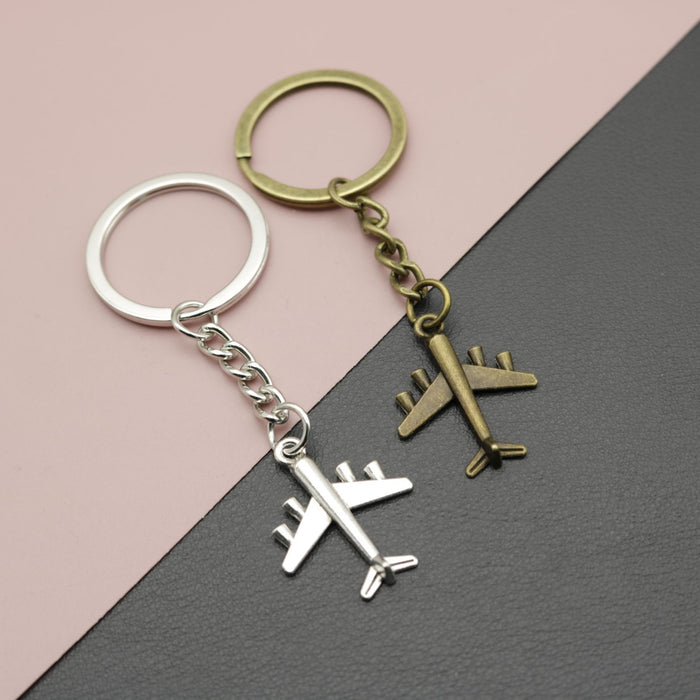 Metal Airplane Shape Keychain Travel Bag Charm Gift