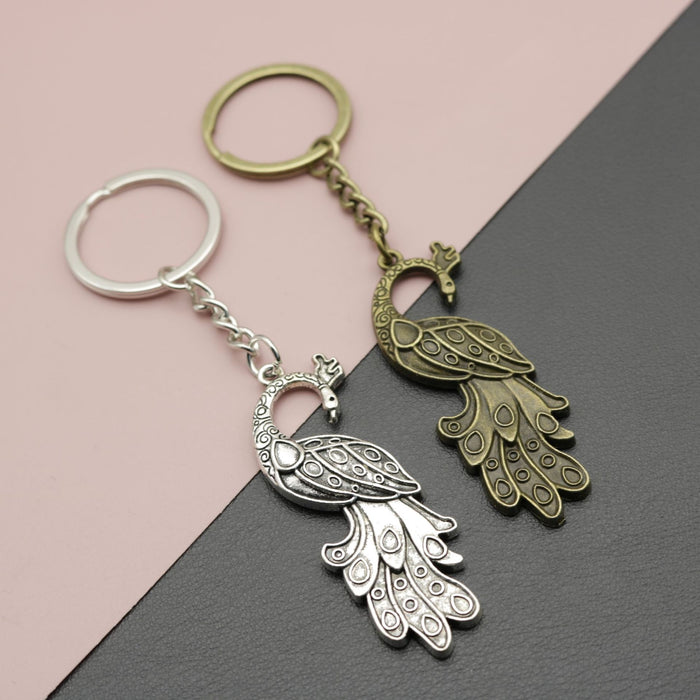 Zinc Alloy Peacock Keychain Bag Charm Gift