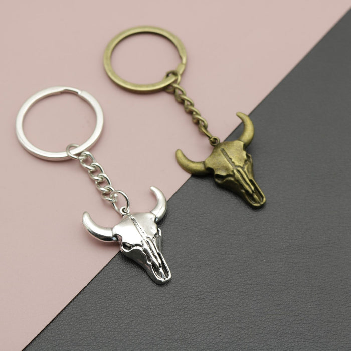 Metal Bull Head Keychain Bag Charm Key Ring