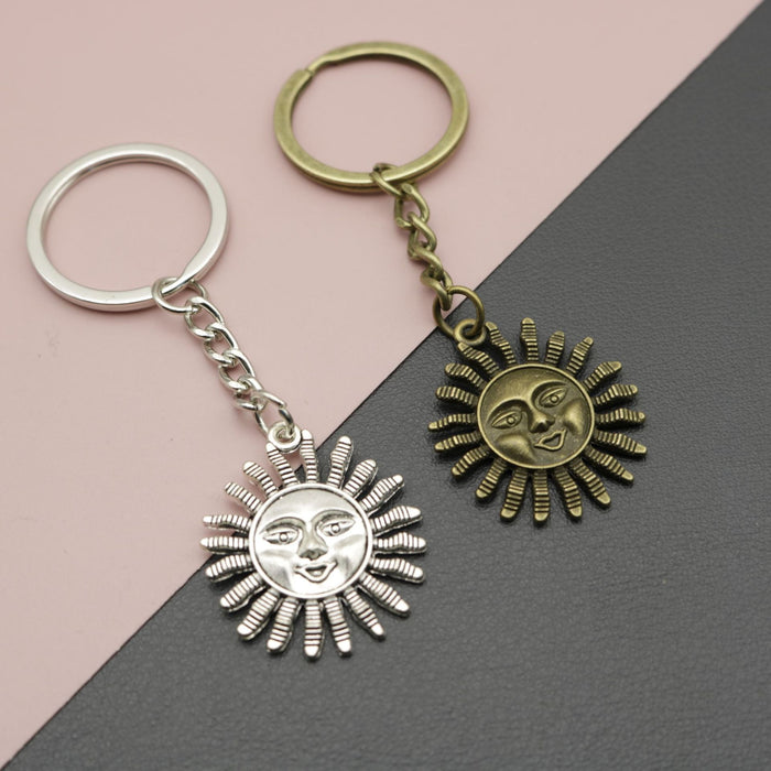 Metal Sun Keychain Bag Charm
