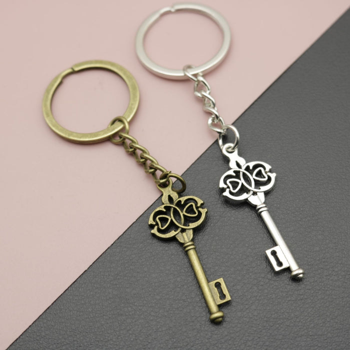 Metal Heart Triangle Keychain Bag Charm Key Ring