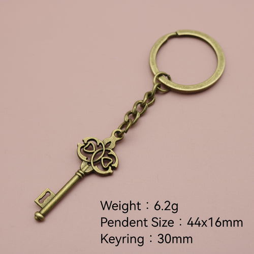 Metal Heart Triangle Keychain Bag Charm Key Ring