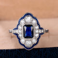 Peacock Blue Enamel Outlined Ring For Women Lace Hollow Thin Band Fashion Jewelry view 3