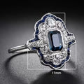 Peacock Blue Enamel Outlined Ring For Women Lace Hollow Thin Band Fashion Jewelry view 5