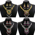 Luxury Vintage Palace Style Geometric Flower Tassel Alloy Rhinestone Crystal Pearl Drop Dangle Earrings view 1