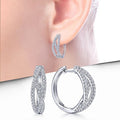 Light Luxury Micro Pave Cross Line Ear Cuffs, Minimalist Fashion Earrings For Women view 1