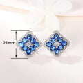 Blue Rose Flower Stud Earrings, Exaggerated Unique Design Statement Earrings For Women view 5