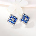 Blue Rose Flower Stud Earrings, Exaggerated Unique Design Statement Earrings For Women view 4