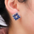 Blue Rose Flower Stud Earrings, Exaggerated Unique Design Statement Earrings For Women view 2