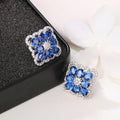 Blue Rose Flower Stud Earrings, Exaggerated Unique Design Statement Earrings For Women view 3