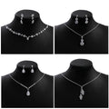 Luxury Zircon Flower Teardrop Tassel Bridal Jewelry Set With Rhinestone Necklace And Matching Earrings view 1