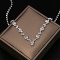 Luxury Zircon Flower Teardrop Tassel Bridal Jewelry Set With Rhinestone Necklace And Matching Earrings view 4