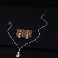 Luxury Zircon Flower Teardrop Tassel Bridal Jewelry Set With Rhinestone Necklace And Matching Earrings view 2