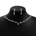 Luxury Zircon Flower Teardrop Tassel Bridal Jewelry Set With Rhinestone Necklace And Matching Earrings view 5